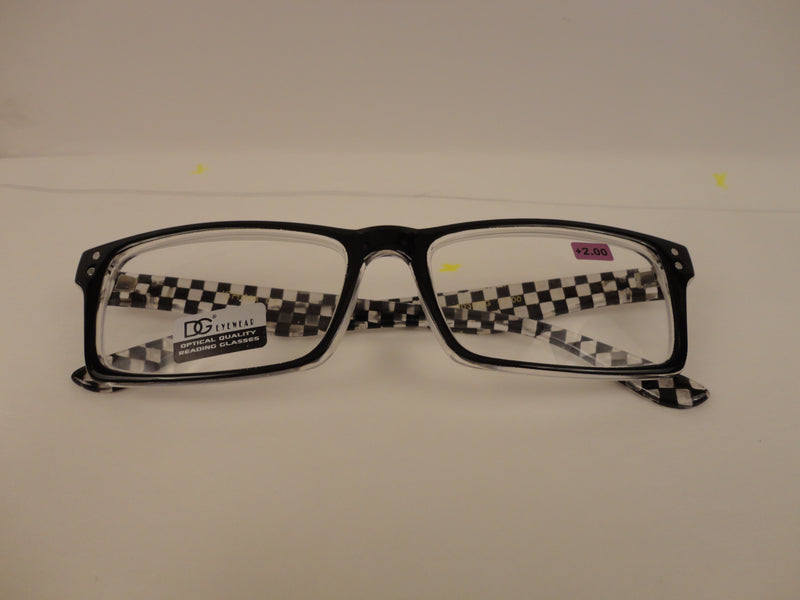 Readers DG Black w/Checkerboard Arms +2.00 NWT SKU 200-11