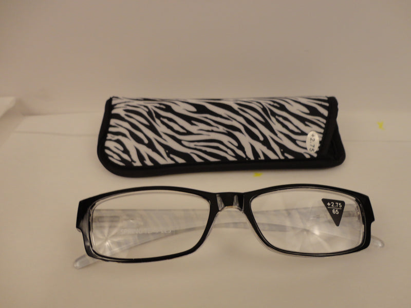 Readers Black Zebra Print w/Case NWT SKU 275-11