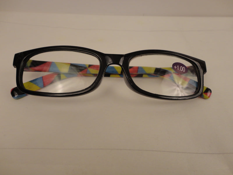 Readers Black Frames Multi-Color Arms SKU 100-12