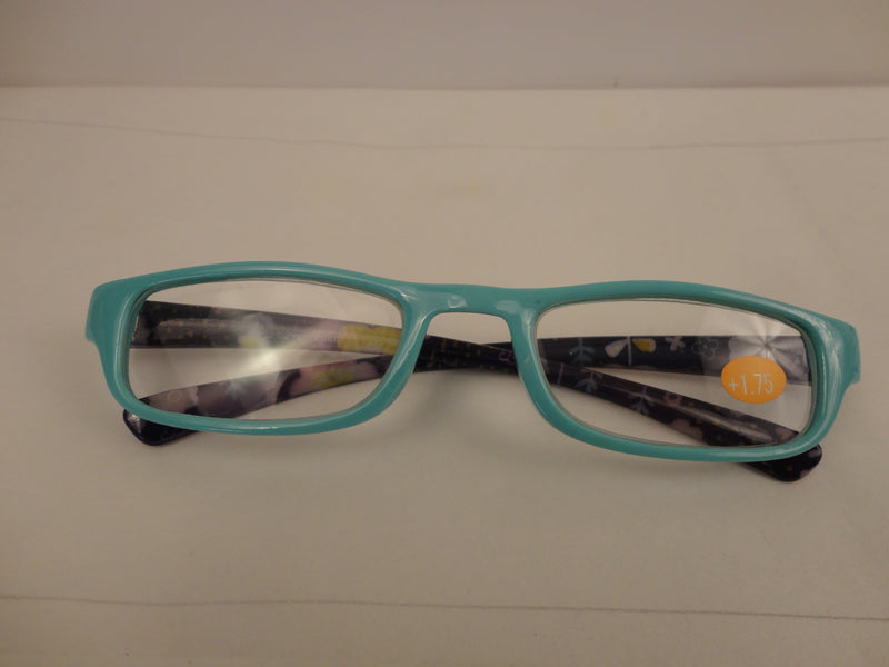 Readers Light Mint Green Frames Floral Arms SKU 175-19