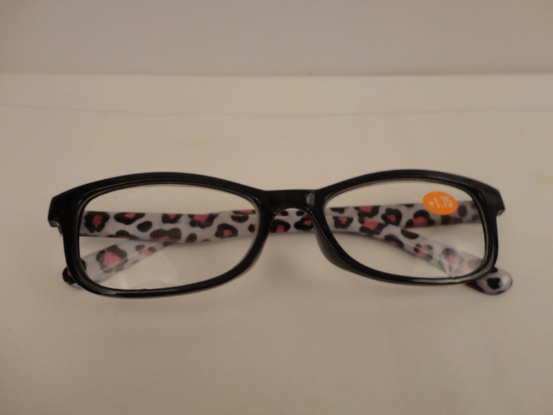 Readers Black Frames Leopard Print Arms SKU 175-20