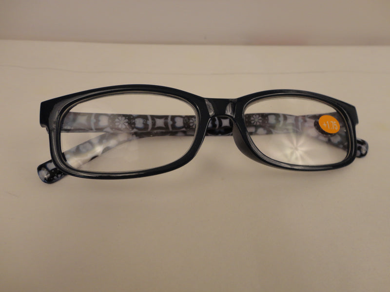 Readers Black Frames White Flower Arms SKU 175-24