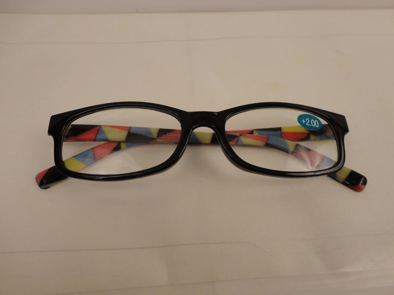 Readers Black Frames Multi-Colored Arms SKU 200-24