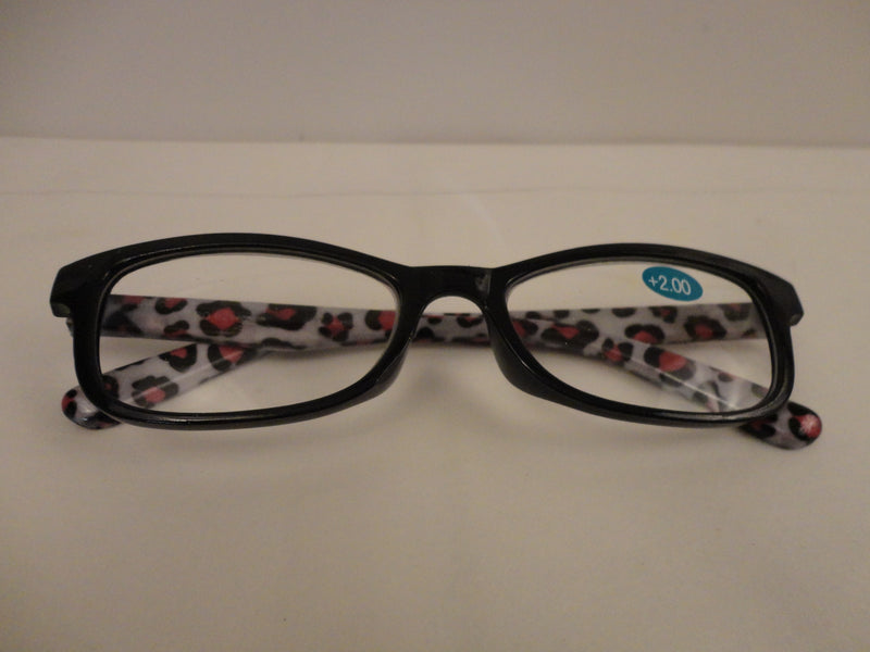 Readers Black Frames Leopard Print Arms SKU 200-28