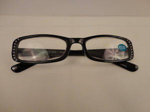 Readers Black Frames w/Clear Crystals SKU 200-30