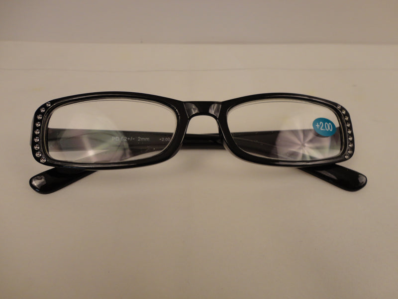 Readers Black Frames w/Clear Crystals SKU 200-30