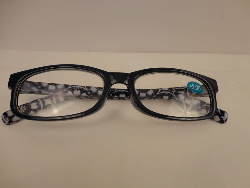 Readers Black Frames White Flower Arms SKU 200-31