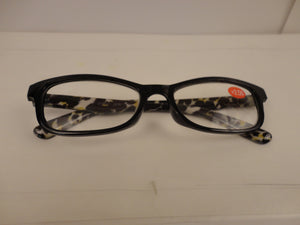 Readers Black Frames Cheetah Print Arms SKU 250-22