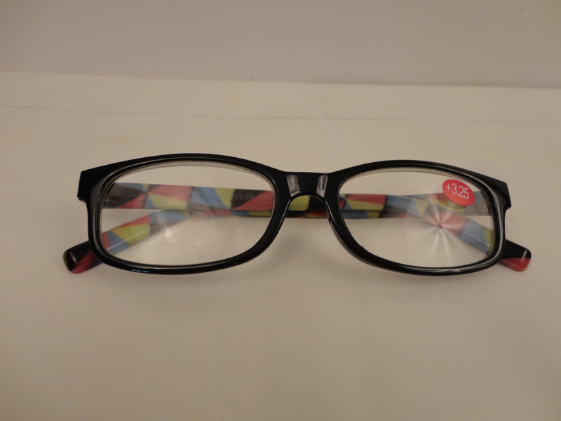 Readers Black Frames Multi-Colored Arms SKU 325-22