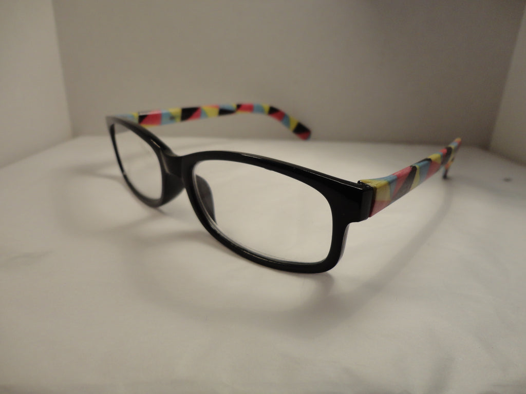 Readers Black Frames Multi-Color Arms SKU 100-12