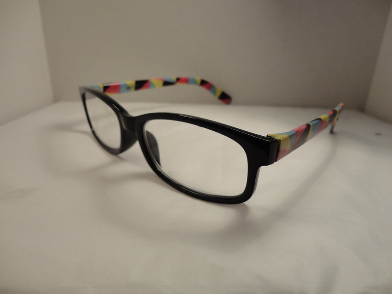 Readers Black Frames Multi-Colored Arms SKU 200-24