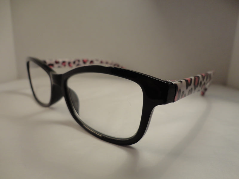 Readers Black Frames Leopard Print Arms SKU 100-16