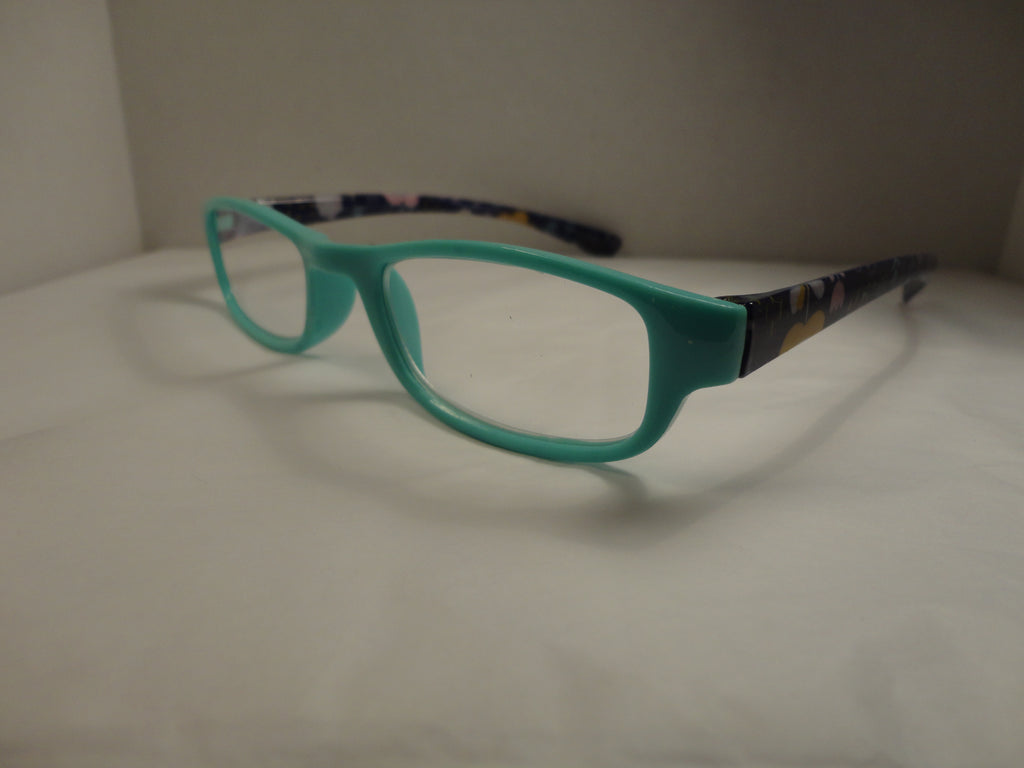 Readers Light Mint Green Frames Floral Arms SKU 175-19