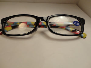 Readers Black Frames Multi-Color Arms SKU 150-11