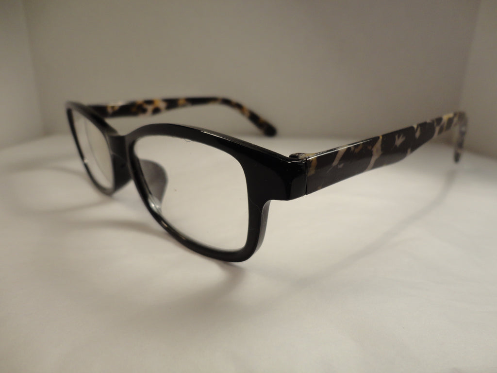 Readers Black Frames Cheetah Print Arms SKU 175-21