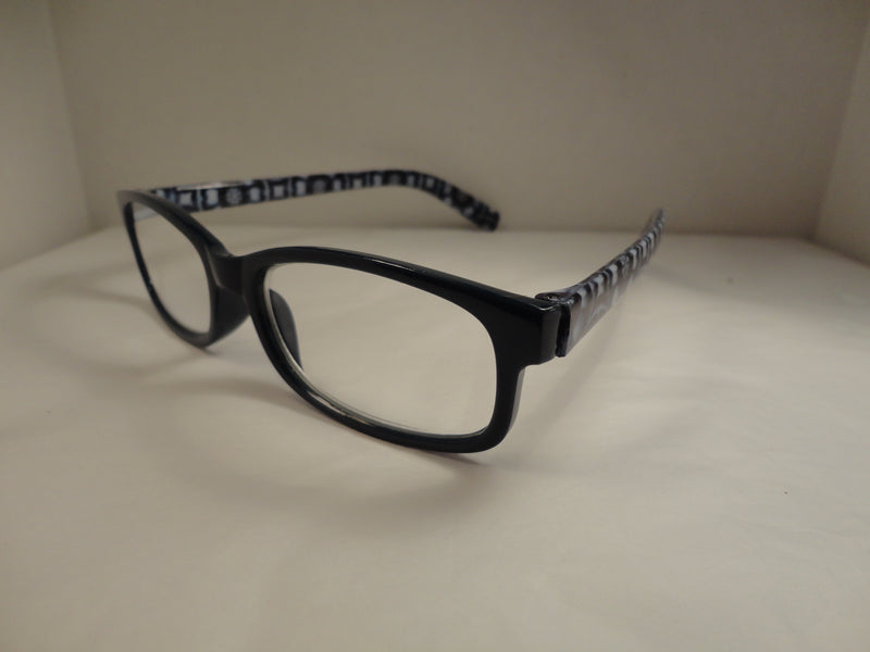 Readers Black Frames White Flower Arms SKU 175-24