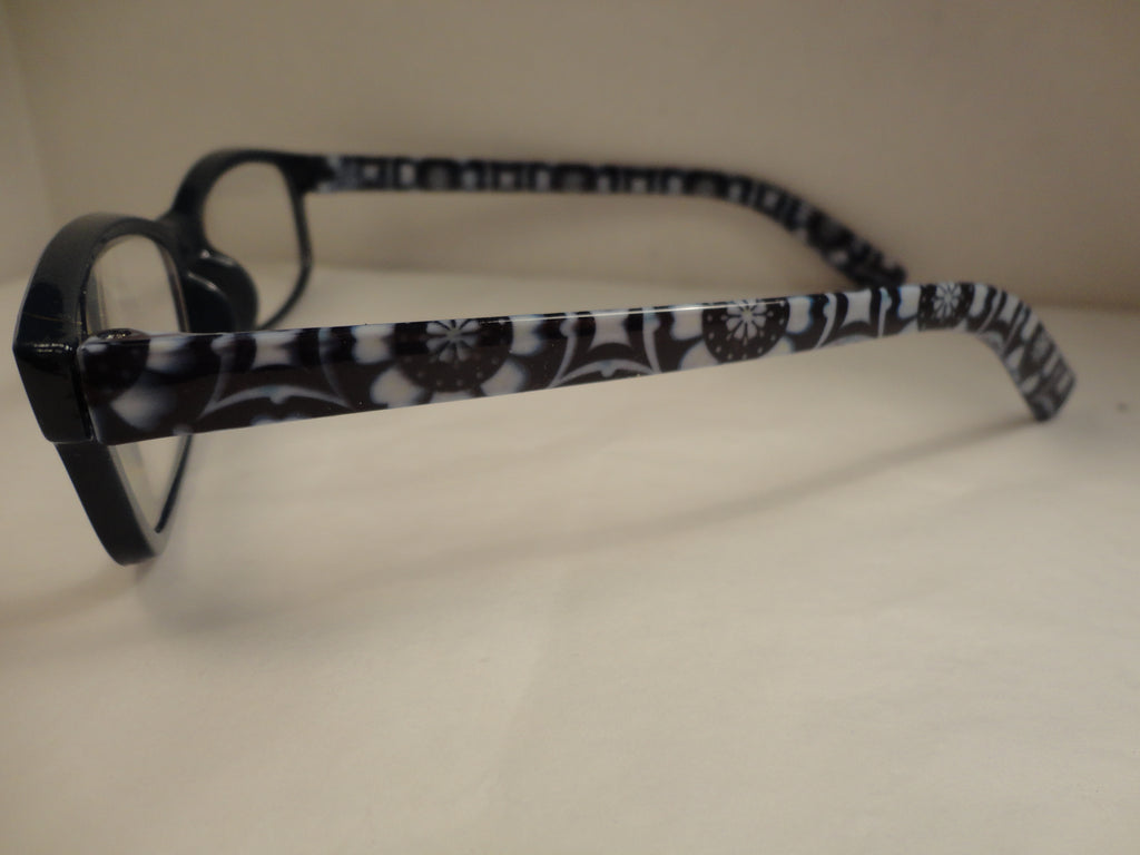 Readers Black Frames White Flower Arms SKU 175-24