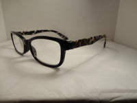 Readers Black Frames Cheetah Print Arms SKU 325-18